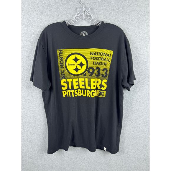 Pittsburgh Steelers 47 Shirt Size L Black Short Sleeve Crewneck Tee NFL Football - Picture 1 of 8